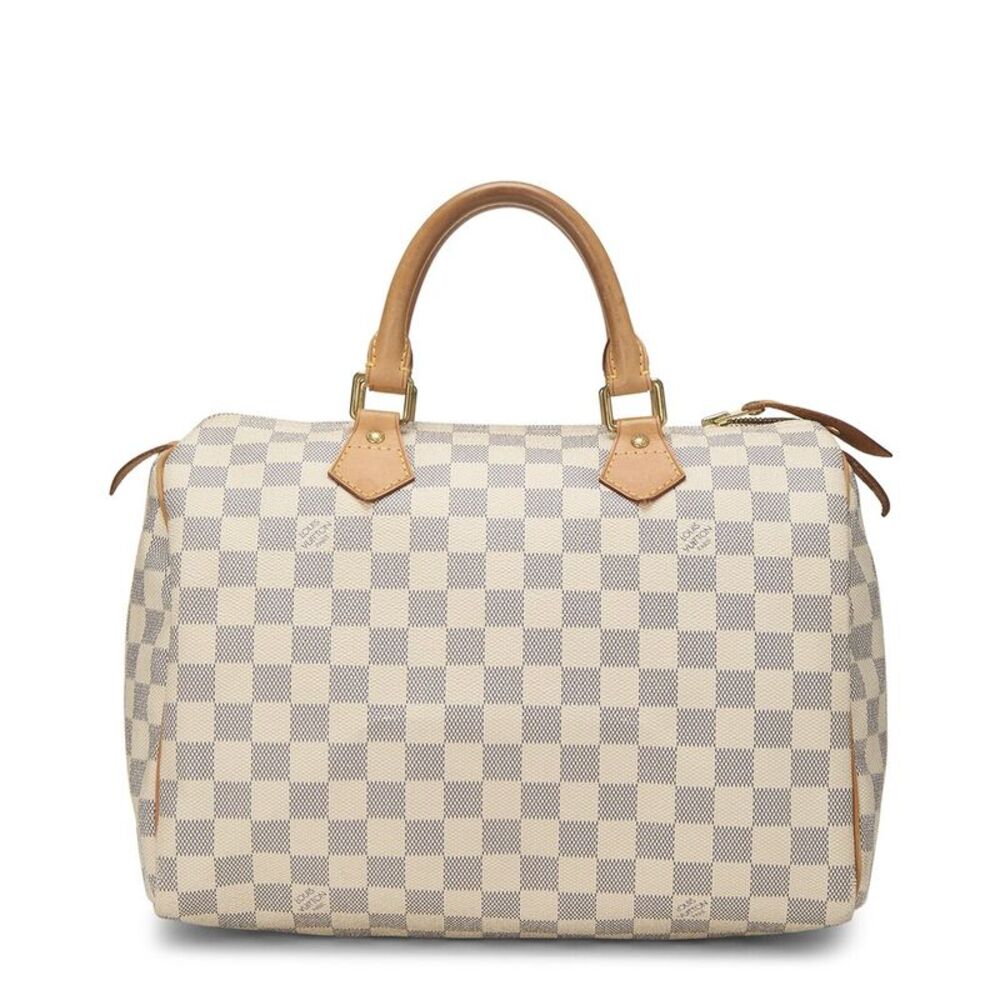 Louis Vuitton White Damier Azur Coated Canvas Speedy 30 (Authentic Pre-Loved)